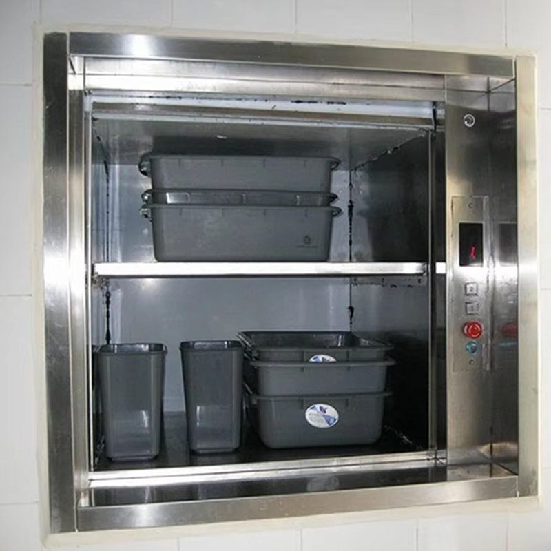 Elevador elétrico Gearless AC VTEF108 com piso de PVC para restaurante e serviço de cozinha de hotel