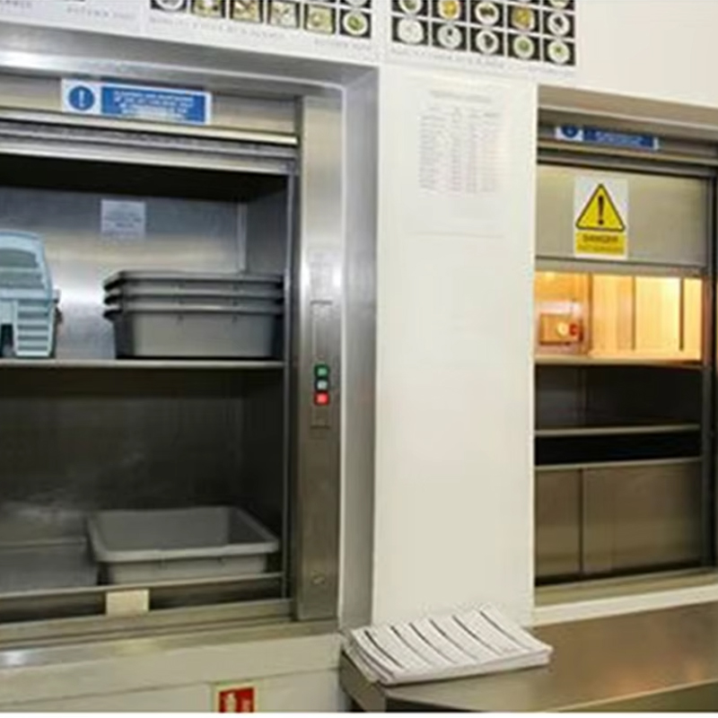 Elevador elétrico Gearless AC VTEF108 com piso de PVC para restaurante e serviço de cozinha de hotel