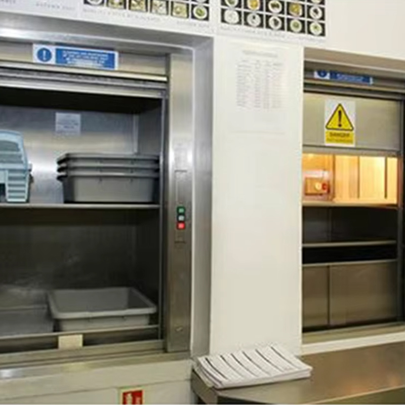 Elevador de alimentos para serviço de restaurante VTEF110, porta automática, tração sem engrenagem, piso de PVC, durável, seguro para hotéis, vilas, cozinhas