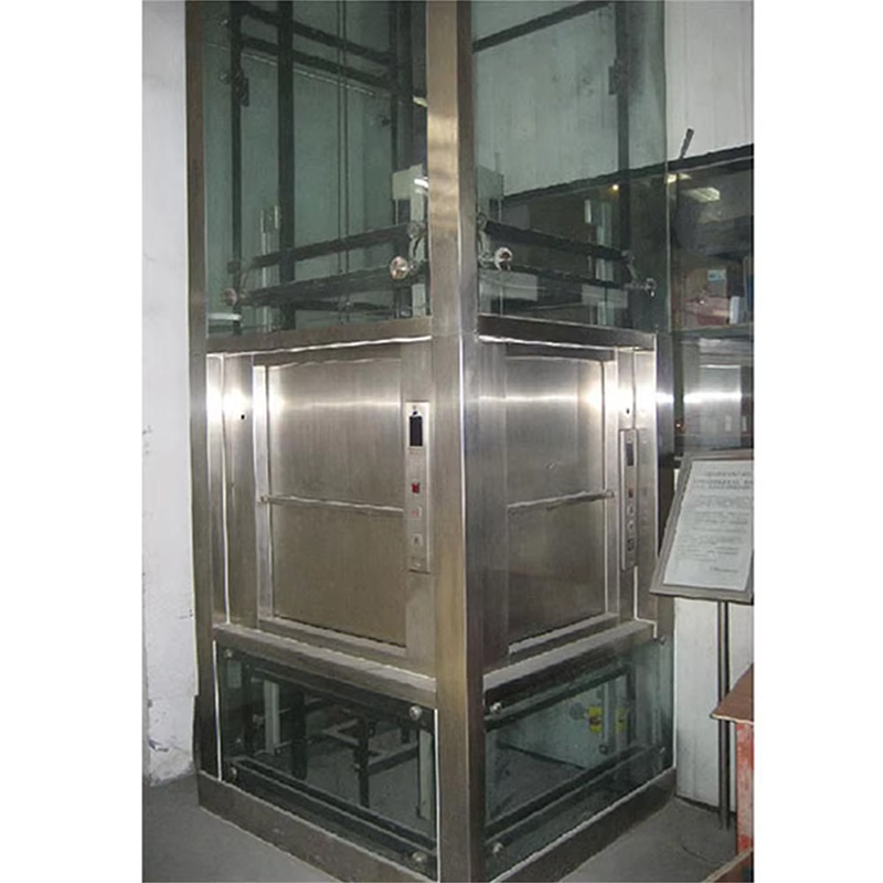 Elevador de alimentos para serviço de restaurante VTEF110, porta automática, tração sem engrenagem, piso de PVC, durável, seguro para hotéis, vilas, cozinhas