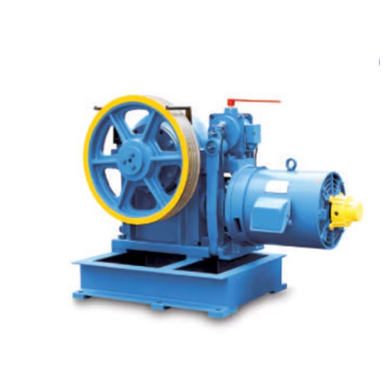 Motor elétrico da máquina de tração do elevador vtsp254 gtw9 para uso em hotel 630kgs capacidade 1.0m_s velocidade 380v_220v 2_1 corda en81 certificado