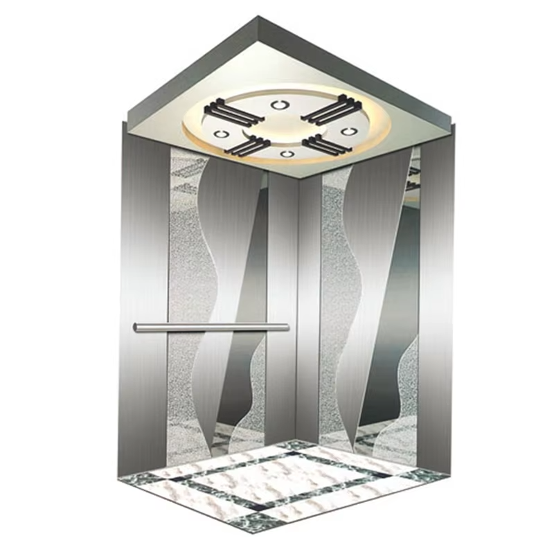 Peças e acessórios do elevador VTSP129 Cabine de elevador de passageiros de última geração com painéis de luz de teto