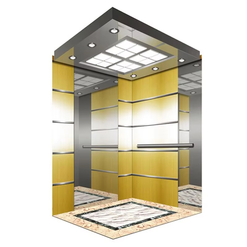 Cabine do elevador de passageiros VTSP134 com teto LED com eficiência energética, construção em aço inoxidável, certificação ISO9001, garantia de 1 ano