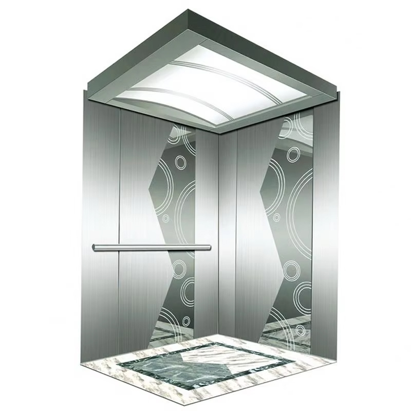 Cabine do elevador de passageiros VTSP134 com teto LED com eficiência energética, construção em aço inoxidável, certificação ISO9001, garantia de 1 ano