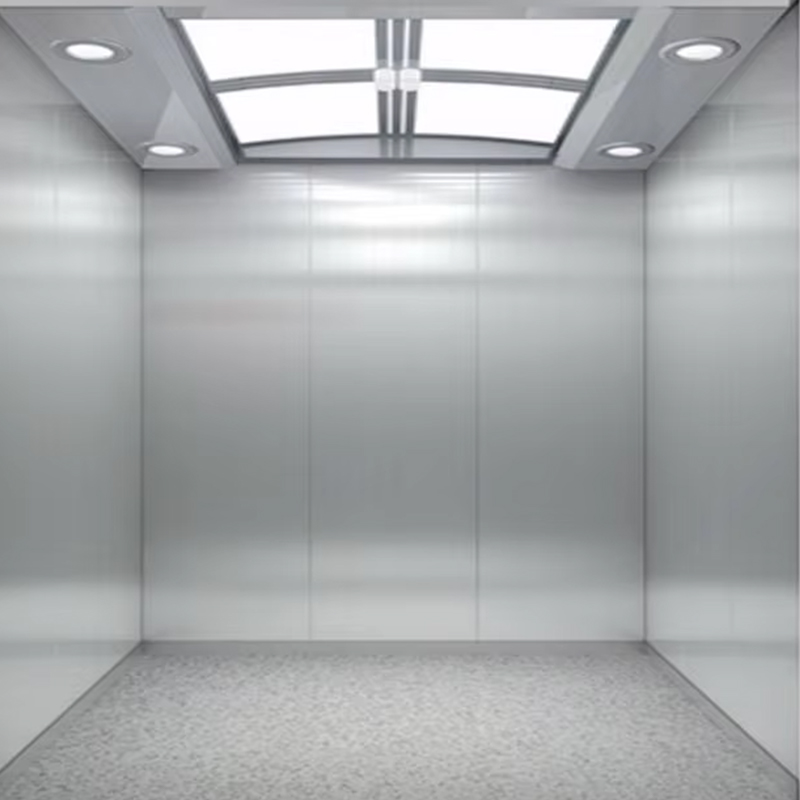 Cabine do elevador de passageiros VTSP134 com teto LED com eficiência energética, construção em aço inoxidável, certificação ISO9001, garantia de 1 ano