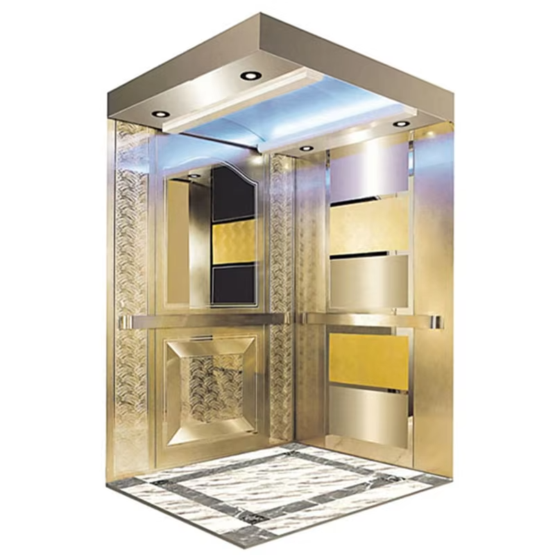 Peças e acessórios do elevador VTSP137 Cabine moderna de elevador de aço inoxidável para edifícios comerciais