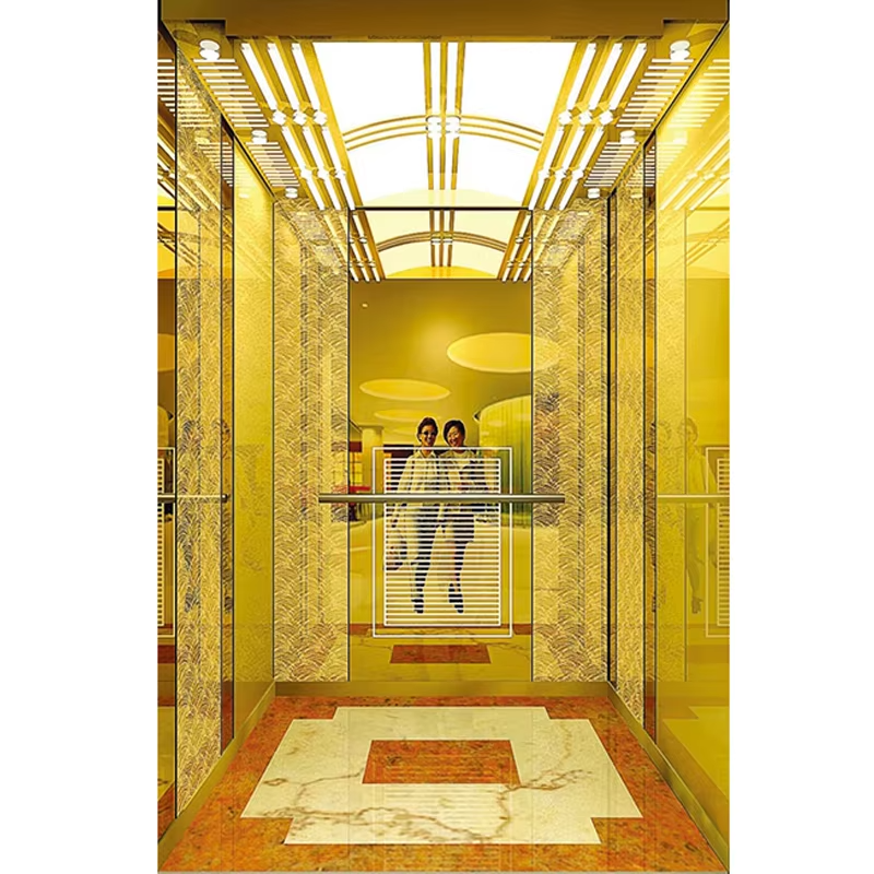 Cabine de elevador de passageiros com peças e acessórios do elevador VTSP126 com decoração interior moderna
